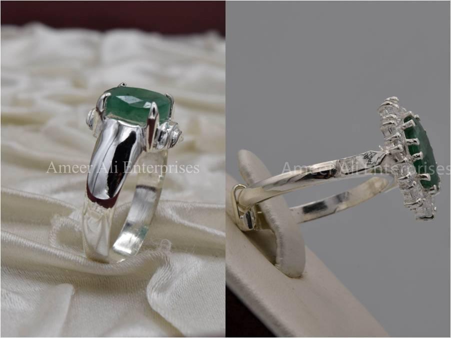 Emerald gemstone panna ring in silver - YouTube